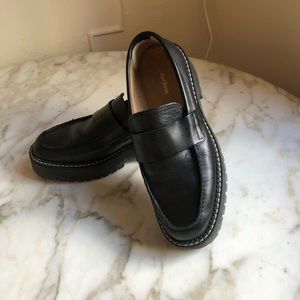 & Other Stories Chunky Platform Black Leather Loafers (Ganni Gucci)